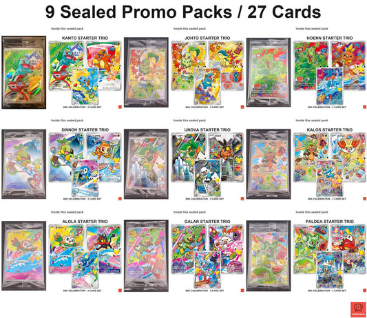 Sealed Complete Starter Set 30th CELEBRATION 9 Promo Packs / 27 Cards 101-127/M-P Japanese Pokemon Cards