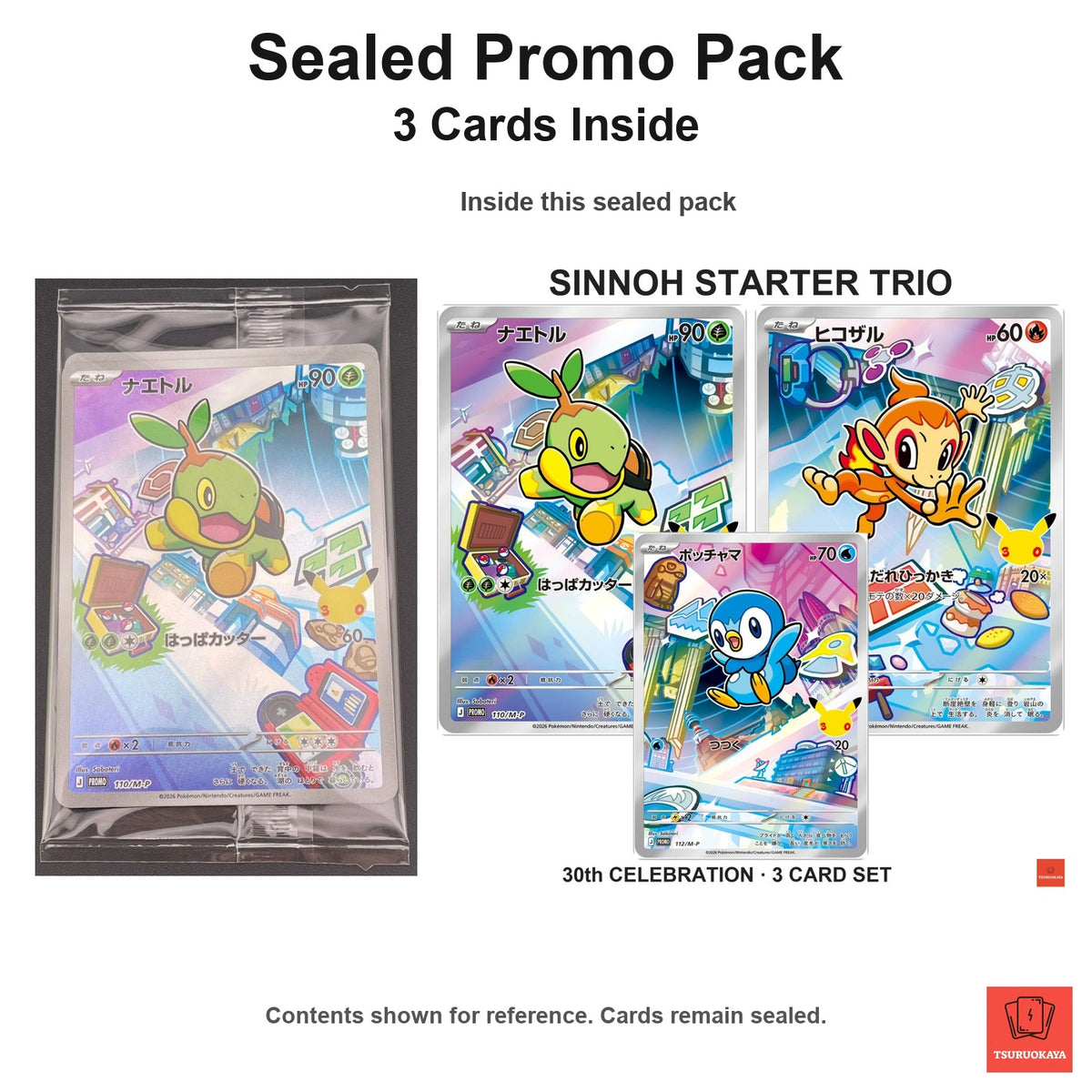 Sealed Sinnoh Starter Trio 30th CELEBRATION (3-Card Promo Pack) PROMO 110-112/M-P M-P PROMO Japanese Pokemon Cards